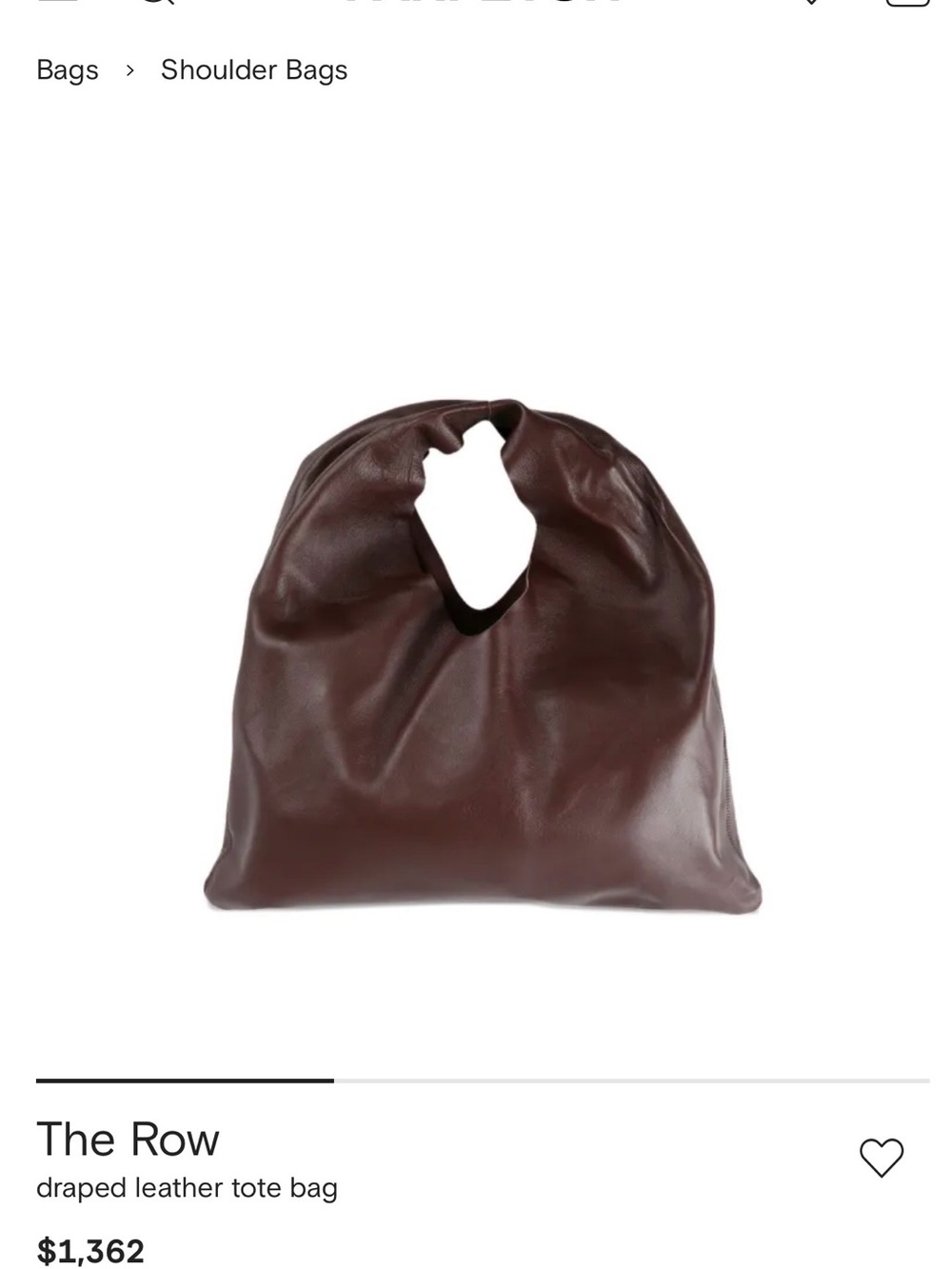 The Row Bindle Draped Tote in Dark Brown Leather